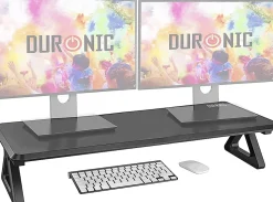 DM06-2 BK Rehausseur d'écran 82 x 30 cm Support pour moniteur Rehausse de 13,5 cm Espace ergonomique Rangement Duronic