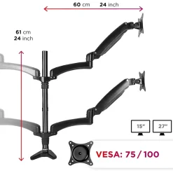 DM554 Support 4 écrans PC à pince pour bureau Bras de moniteur Rotatif Inclinable Pivotant Compatible VESA 75 100 Duronic