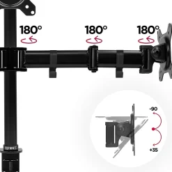 DM253 Support 3 écrans PC à pince pour bureau Bras de moniteur Rotatif Inclinable Pivotant Compatible VESA 75 100 Duronic
