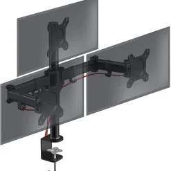 DM253 Support 3 écrans PC à pince pour bureau Bras de moniteur Rotatif Inclinable Pivotant Compatible VESA 75 100 Duronic