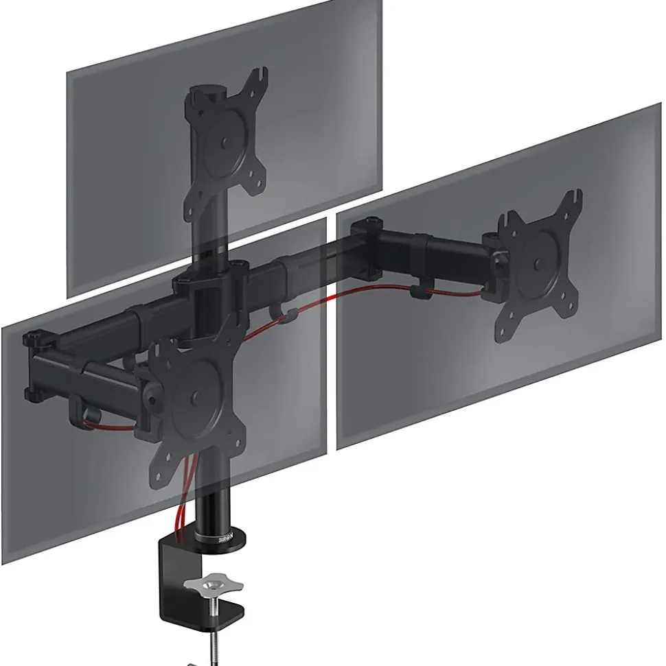 DM253 Support 3 écrans PC à pince pour bureau Bras de moniteur Rotatif Inclinable Pivotant Compatible VESA 75 100 Duronic