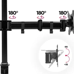 DM254 Support 4 écrans PC à pince pour bureau Bras de moniteur Rotatif Inclinable Pivotant Compatible VESA 75 100 Duronic