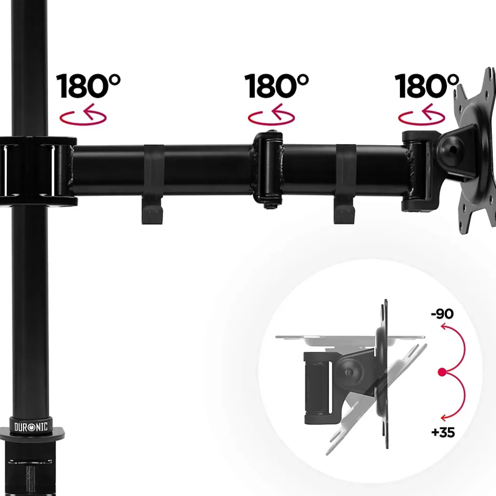 DM254 Support 4 écrans PC à pince pour bureau Bras de moniteur Rotatif Inclinable Pivotant Compatible VESA 75 100 Duronic