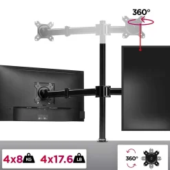 DM254 Support 4 écrans PC à pince pour bureau Bras de moniteur Rotatif Inclinable Pivotant Compatible VESA 75 100 Duronic