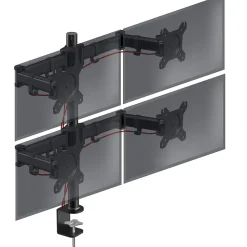 DM254 Support 4 écrans PC à pince pour bureau Bras de moniteur Rotatif Inclinable Pivotant Compatible VESA 75 100 Duronic