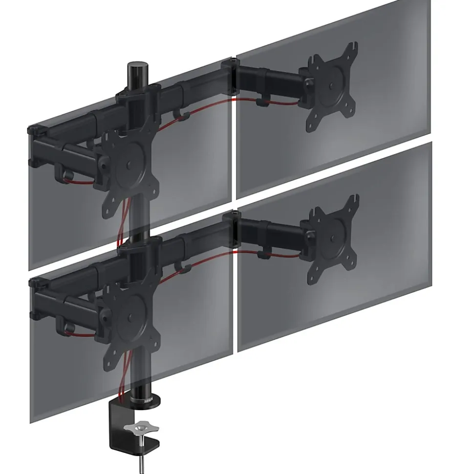 DM254 Support 4 écrans PC à pince pour bureau Bras de moniteur Rotatif Inclinable Pivotant Compatible VESA 75 100 Duronic