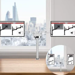 DM352 Support 2 écrans PC à pince pour bureau Bras de moniteur Rotatif Inclinable Pivotant Compatible VESA 75 100 Duronic