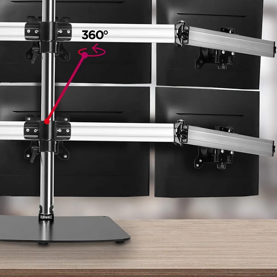 DM756 Support 6 écrans PC sur socle pour bureau Bras de moniteurs Rotatif Inclinable Pivotant Compatible VESA 75 100 Duronic