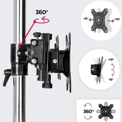 DM756 Support 6 écrans PC sur socle pour bureau Bras de moniteurs Rotatif Inclinable Pivotant Compatible VESA 75 100 Duronic