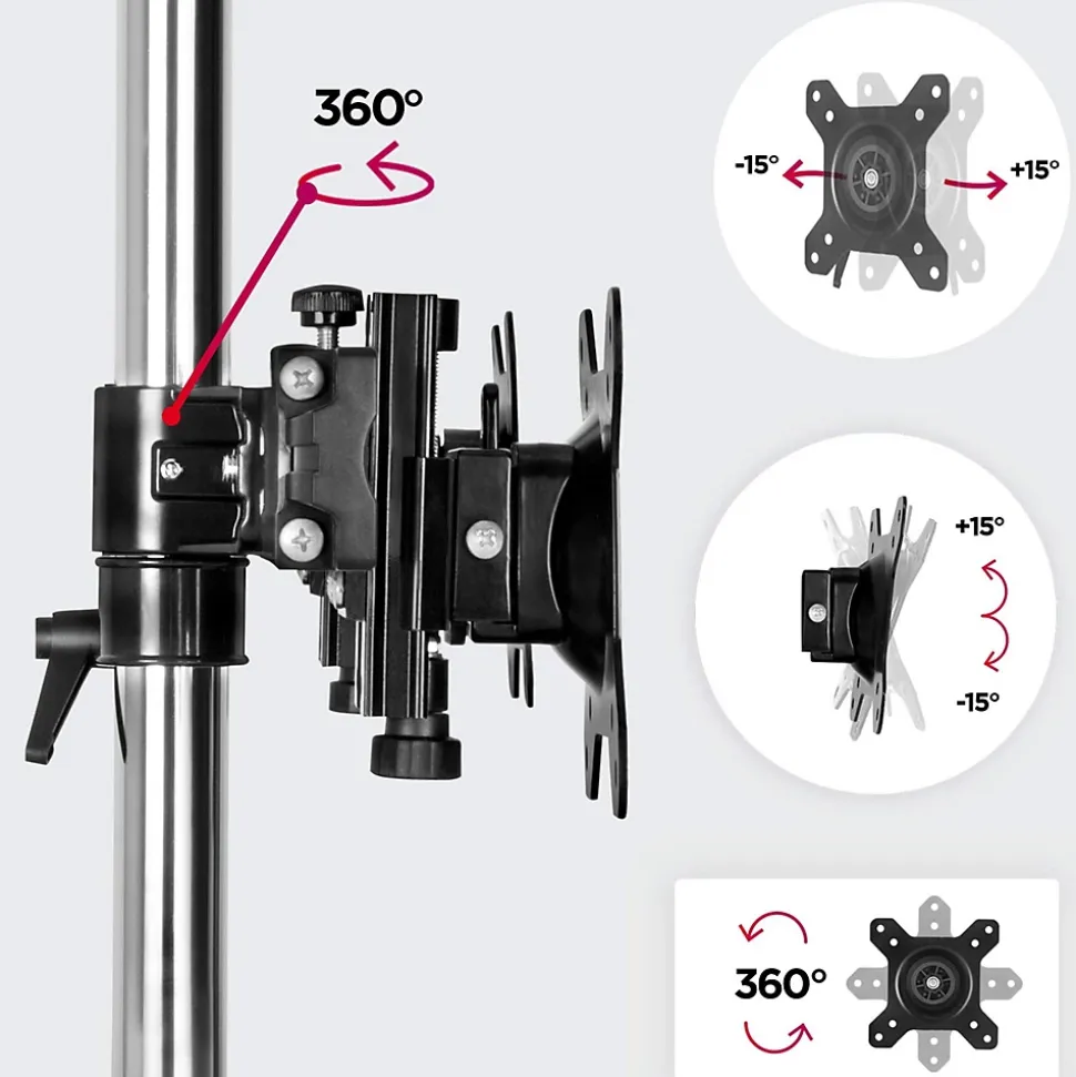 DM756 Support 6 écrans PC sur socle pour bureau Bras de moniteurs Rotatif Inclinable Pivotant Compatible VESA 75 100 Duronic