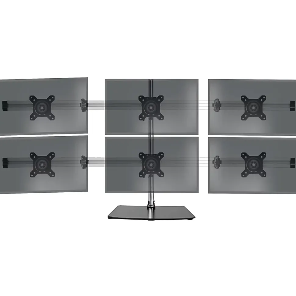 DM756 Support 6 écrans PC sur socle pour bureau Bras de moniteurs Rotatif Inclinable Pivotant Compatible VESA 75 100 Duronic
