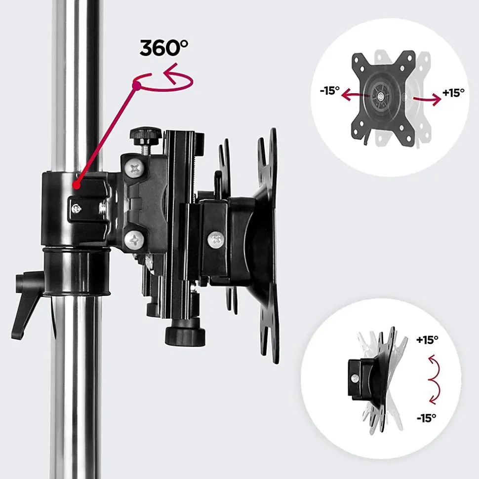 DM753 Support 3 écrans PC sur socle pour bureau Bras de moniteurs Rotatif Inclinable Pivotant Compatible VESA 75 100 Duronic