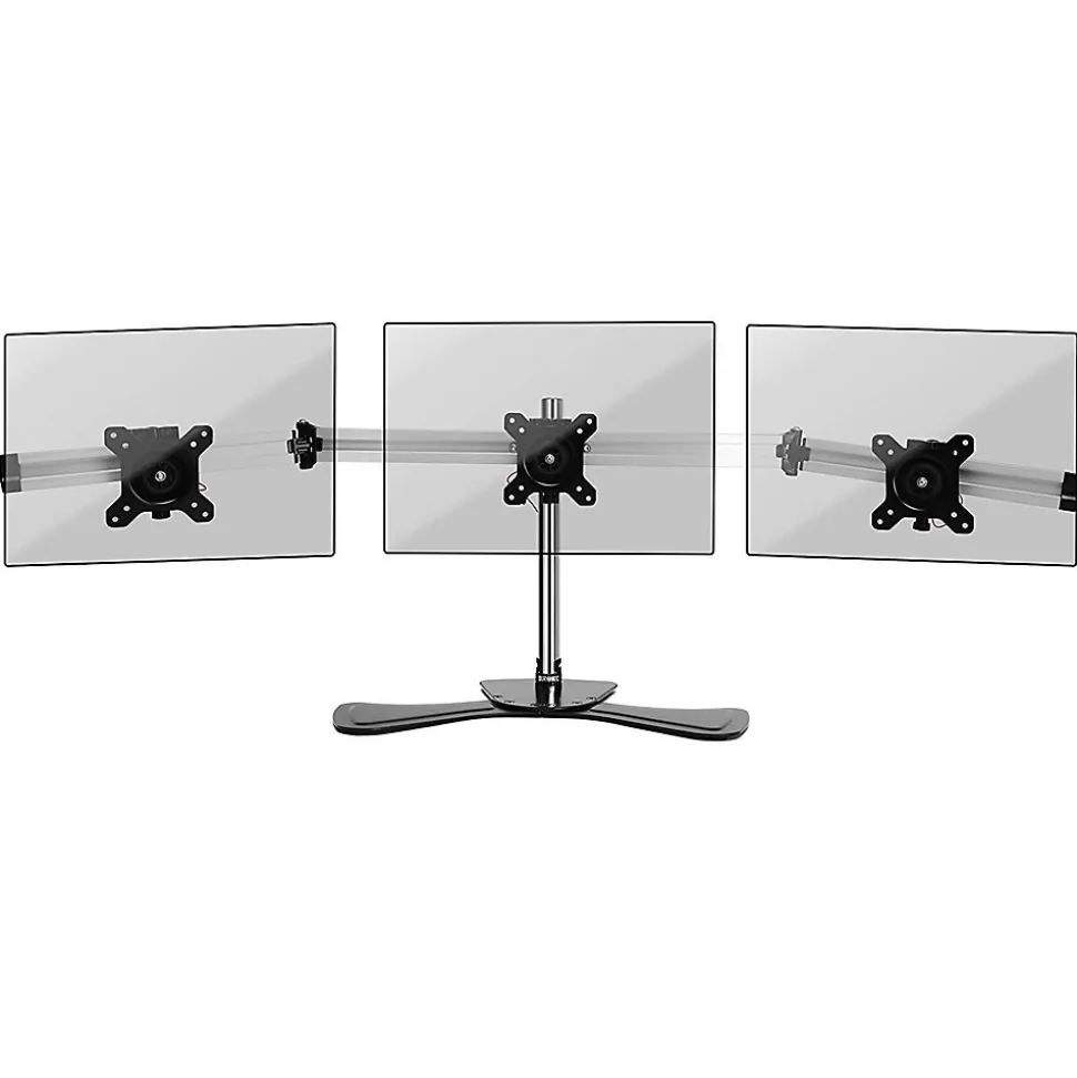 DM753 Support 3 écrans PC sur socle pour bureau Bras de moniteurs Rotatif Inclinable Pivotant Compatible VESA 75 100 Duronic