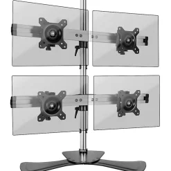 DM754 Support 4 écrans PC sur socle pour bureau Bras de moniteurs Rotatif Inclinable Pivotant Compatible VESA 75 100 Duronic