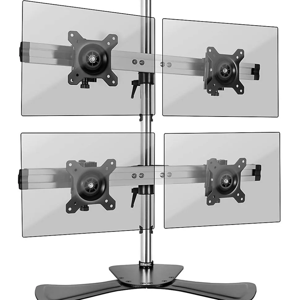 DM754 Support 4 écrans PC sur socle pour bureau Bras de moniteurs Rotatif Inclinable Pivotant Compatible VESA 75 100 Duronic