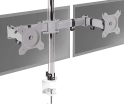 DM252 WE Support 2 écrans PC à pince pour bureau Bras de moniteur Rotatif Inclinable Pivotant Compatible VESA 75 100 Duronic
