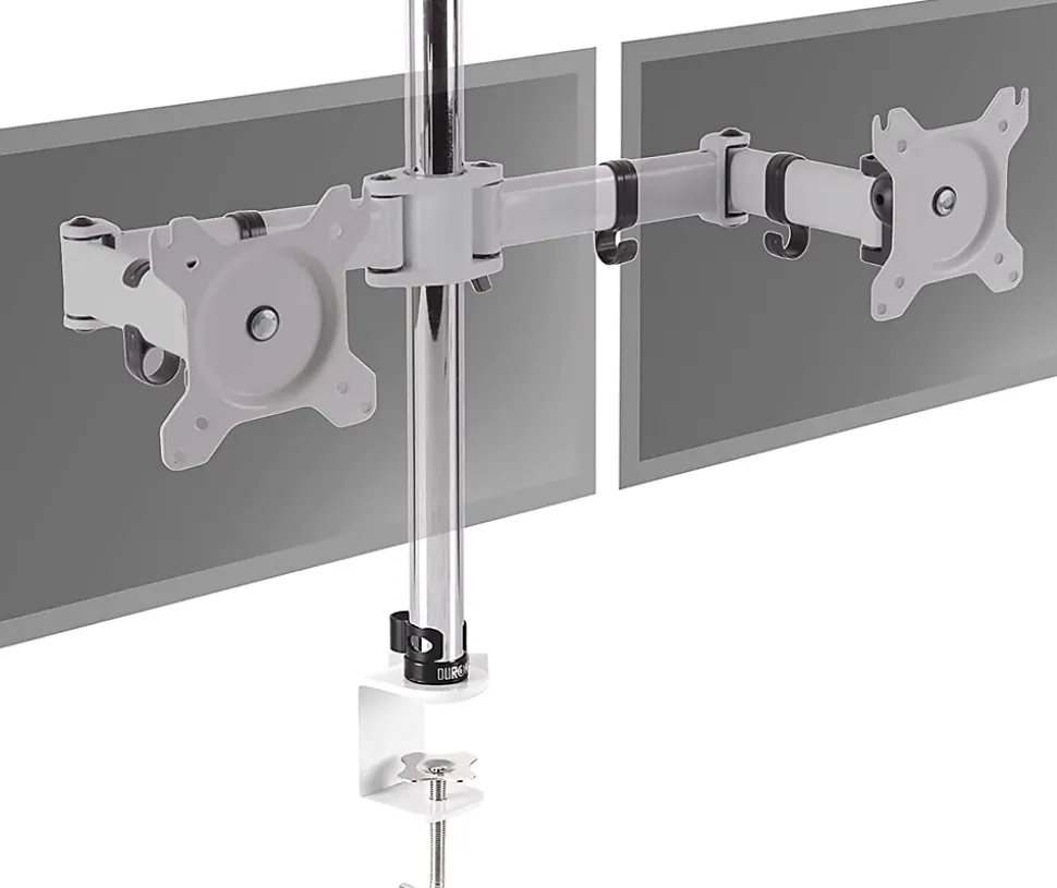 DM252 WE Support 2 écrans PC à pince pour bureau Bras de moniteur Rotatif Inclinable Pivotant Compatible VESA 75 100 Duronic