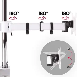 DM252 WE Support 2 écrans PC à pince pour bureau Bras de moniteur Rotatif Inclinable Pivotant Compatible VESA 75 100 Duronic