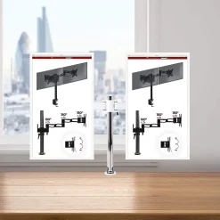 DM252 WE Support 2 écrans PC à pince pour bureau Bras de moniteur Rotatif Inclinable Pivotant Compatible VESA 75 100 Duronic