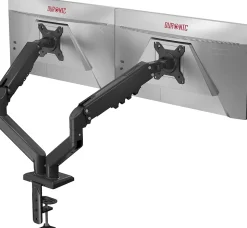 DM6A2 Support 2 écrans PC à pince Bras de moniteur Rotatif Inclinable Pivotant Charge max 9 kg Compatible VESA 75 100 Duronic