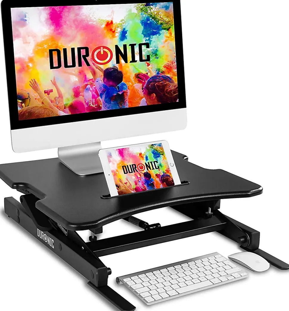DM05D18 Poste de travail assis debout manuel Plateforme 55 x 53 cm Hauteur ajustable de 16 à 42 cm Charge max 15 kg Duronic