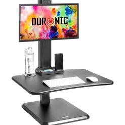DM05D14 Station de travail assis debout 65 x 51 cm avec support d'écran intégré Hauteur ajustable de 7 à 44 cm Duronic