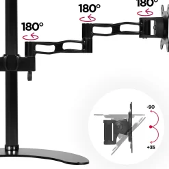 DM35D2 Support 2 écrans PC sur socle pour bureau Bras de moniteurs Rotatif Inclinable Pivotant Compatible VESA 75 100 Duronic