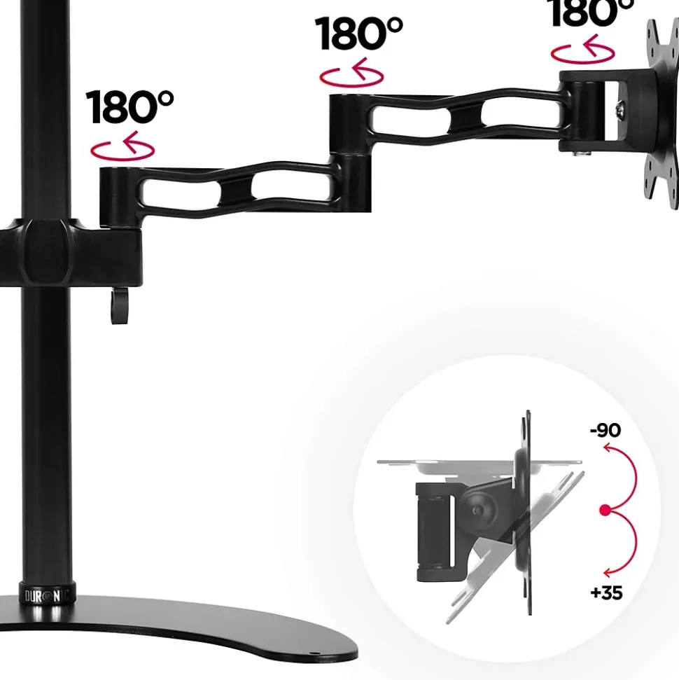 DM35D2 Support 2 écrans PC sur socle pour bureau Bras de moniteurs Rotatif Inclinable Pivotant Compatible VESA 75 100 Duronic