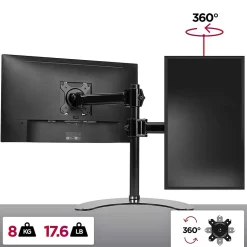 DM25D1 Support écran PC sur socle pour bureau Bras de moniteur Rotatif Inclinable Pivotant Compatible VESA 75 100 Duronic