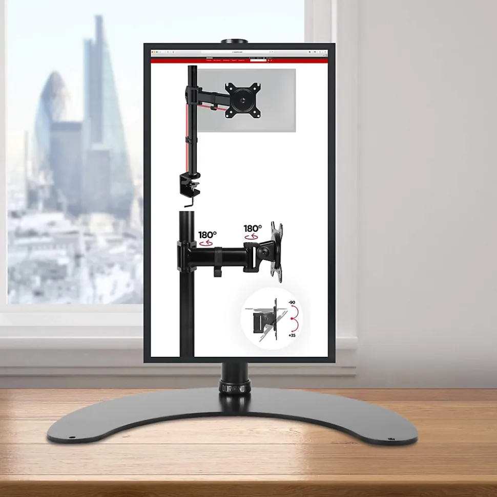 DM15D1 Support écran PC sur socle pour bureau Bras de moniteur Rotatif Inclinable Pivotant Compatible VESA 75 100 Duronic