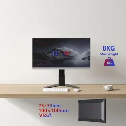 DM12D1 Support écran PC sur socle pour bureau Bras de moniteur Rotatif Inclinable Pivotant Compatible VESA 75 100 Duronic