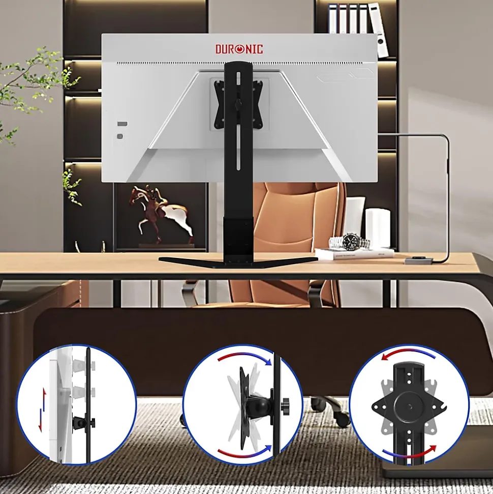 DM12D1 Support écran PC sur socle pour bureau Bras de moniteur Rotatif Inclinable Pivotant Compatible VESA 75 100 Duronic