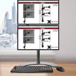 DM15D2V2 Support 2 écrans PC sur socle pour bureau Bras de moniteurs Rotatif Inclinable Pivotant Compatible VESA 75 100 Duronic