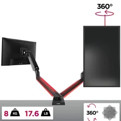 DMGM5X1 Support écran PC à pince pour bureau Bras de moniteur Rotatif Inclinable Pivotant Compatible VESA 75 100 Duronic