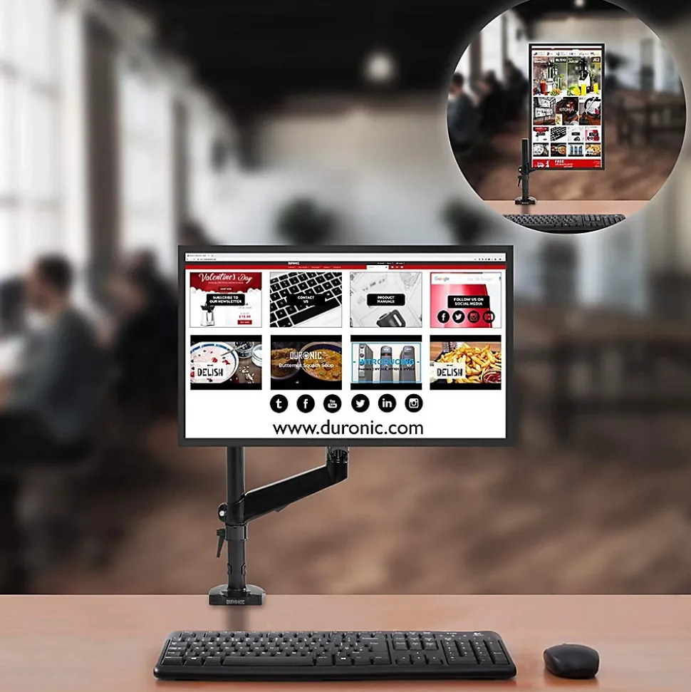 DMG51X2 Support écran PC à pince pour bureau Bras de moniteur Rotatif Inclinable Pivotant Compatible VESA 75 100 Duronic