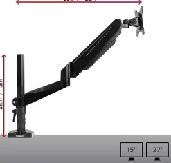DMG51X2 Support écran PC à pince pour bureau Bras de moniteur Rotatif Inclinable Pivotant Compatible VESA 75 100 Duronic