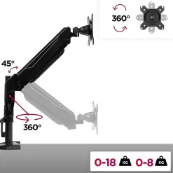 DMG51X2 Support écran PC à pince pour bureau Bras de moniteur Rotatif Inclinable Pivotant Compatible VESA 75 100 Duronic