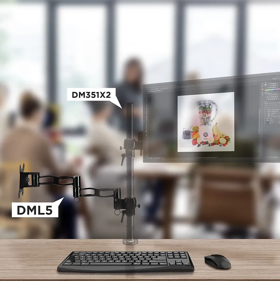 DML5 BK Bras supplémentaire pour ajouter un moniteur d'écran ou accessoire Compatible avec la gamme DM35 Duronic