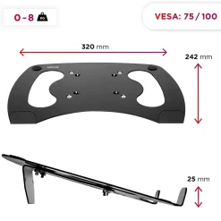 DML1 BK Support pour ordinateur portable tablette accessoire Compatible avec la gamme DM35 VESA 75 100 Duronic