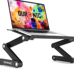 DML121 Support pour ordinateur portable tablette 25,5 x 39,5 cm Pliable réglable 6 articulations Charge max 10 kg Duronic