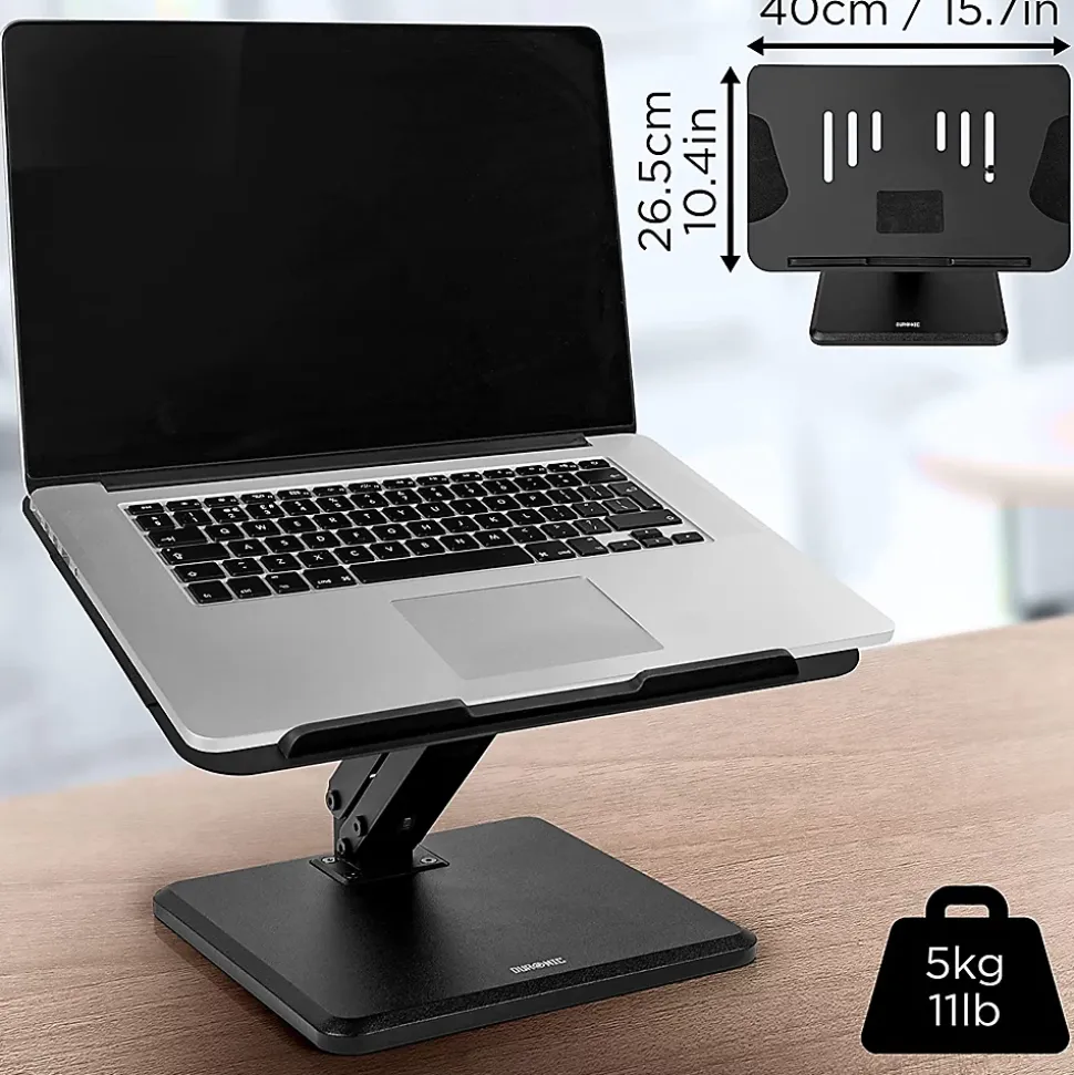 DML125 Support pour ordinateur portable tablette 26,5 x 40 cm Hauteur ajustable de 8 à 18,5 cm Charge max 5 kg Duronic