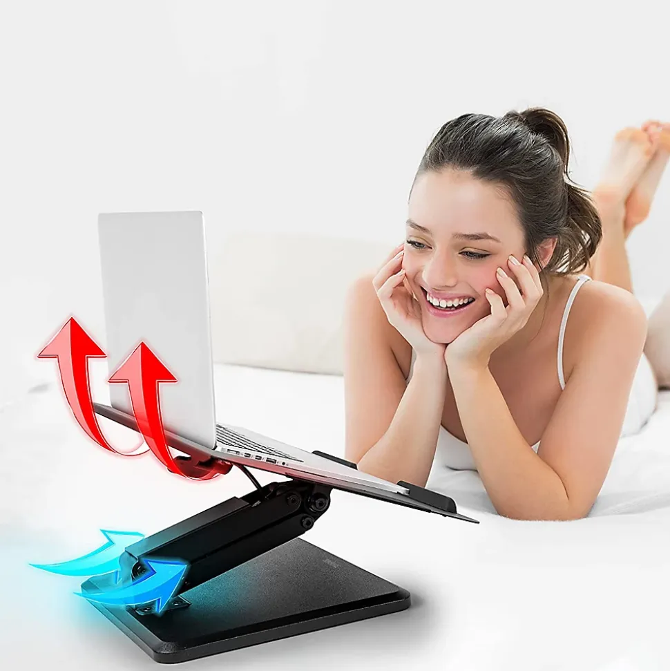 DML125 Support pour ordinateur portable tablette 26,5 x 40 cm Hauteur ajustable de 8 à 18,5 cm Charge max 5 kg Duronic