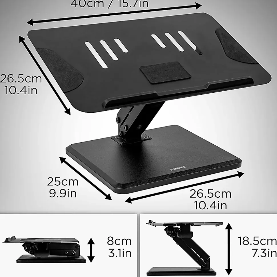 DML125 Support pour ordinateur portable tablette 26,5 x 40 cm Hauteur ajustable de 8 à 18,5 cm Charge max 5 kg Duronic