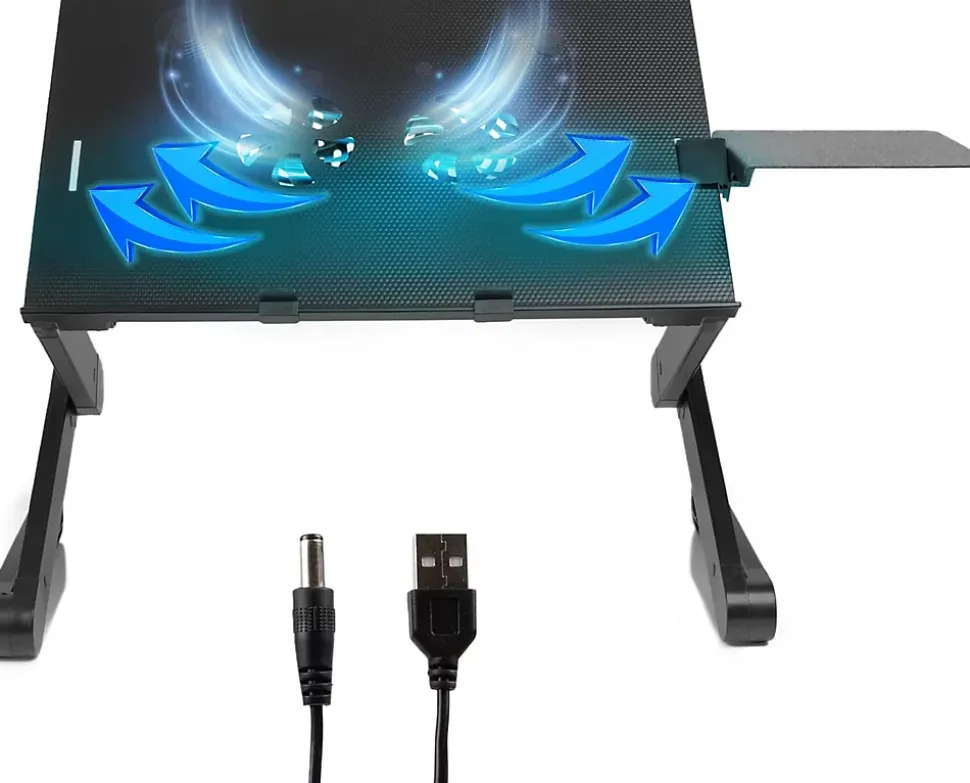 DML141 Support USB pour ordinateur portable tablette 27,5 x 61 cm Hauteur ajustable jusqu'à 49,5 cm Charge max 10 kg Duronic