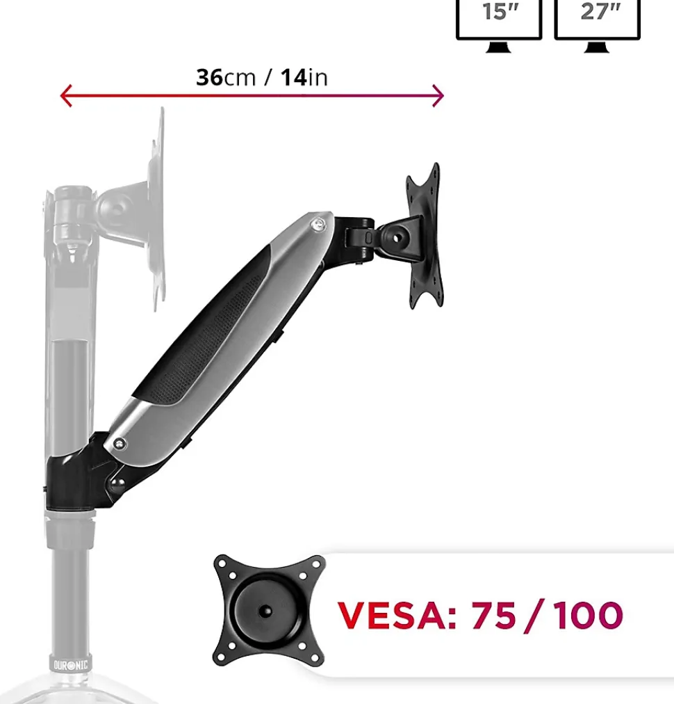 DML6S1 Bras complet pour ajouter un écran ou accessoire sur un support de la gamme DM65 Ajustement vertical à la volée Duronic