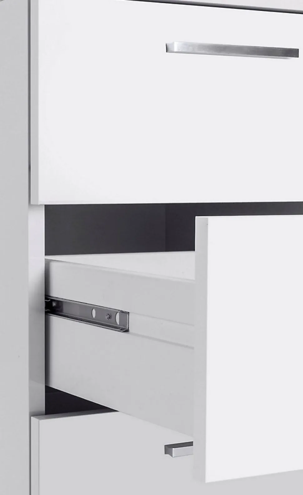 Dmora Bureau Siro 160x60x75h cm Blanc Brillant Modulable 3 Tiroirs, Étagères Fabriqué en Italie