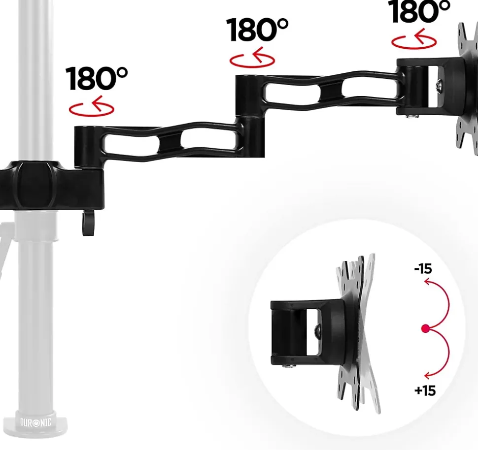 DM35P2 Bras double articulation pour écrans Support d'écran sans potence Equivalent au support d'écrans DM352 VESA 75 100 Duronic