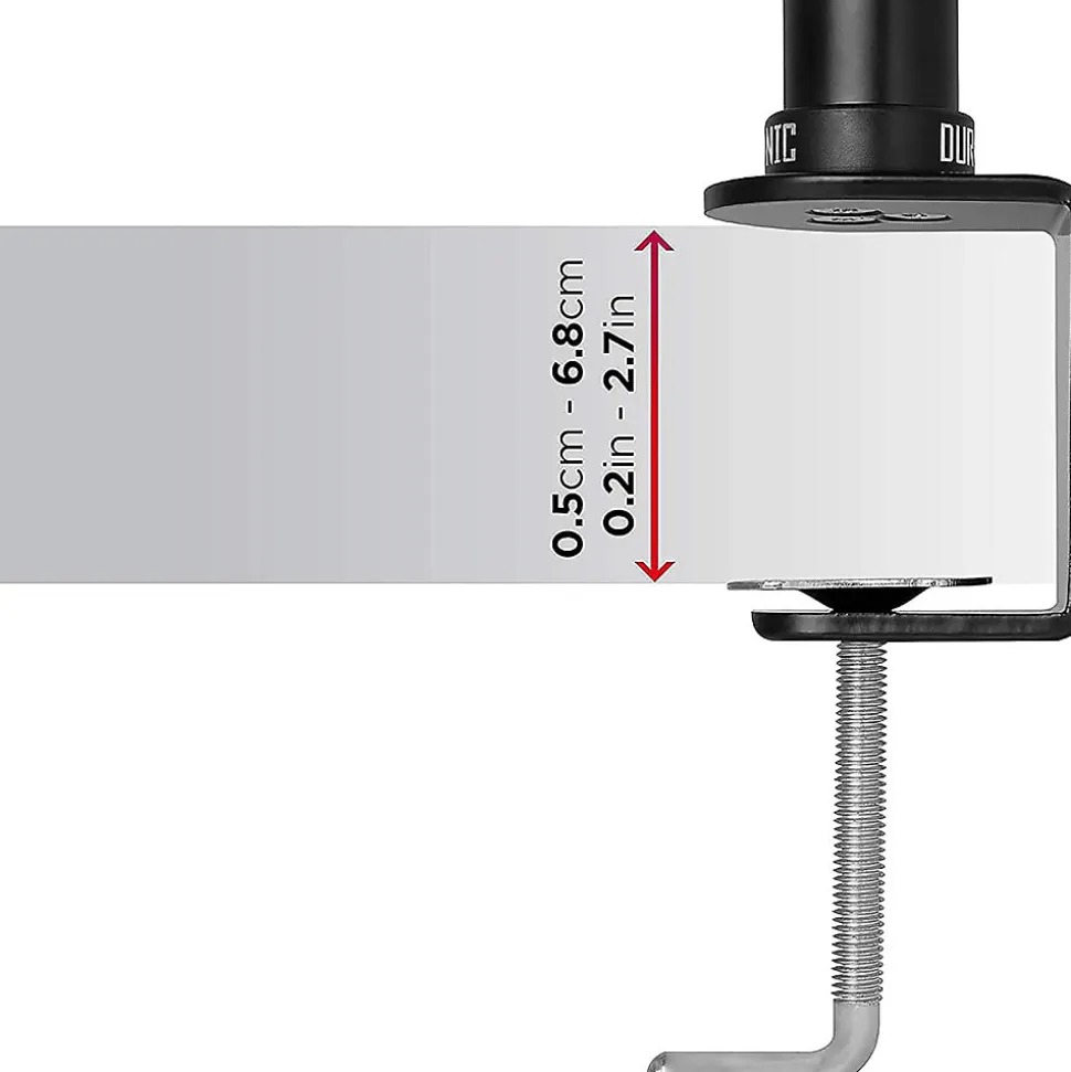DMT100 POLE Potence de 100 cm Fixation à pince Compatible avec support d'écran Permet d'ajuster la hauteur de l'écran Duronic
