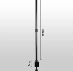 DMT100 POLE Potence de 100 cm Fixation à pince Compatible avec support d'écran Permet d'ajuster la hauteur de l'écran Duronic
