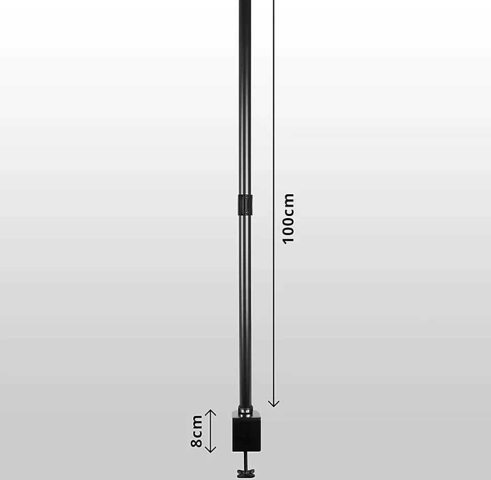 DMT100 POLE Potence de 100 cm Fixation à pince Compatible avec support d'écran Permet d'ajuster la hauteur de l'écran Duronic